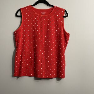 Christopher & Banks Women's XL Red Star Print Sleeveless Cotton Tank Top